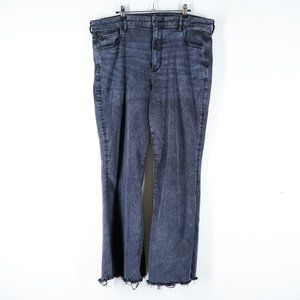 AMERICAN EAGLE Womens Size 20 Super Hi-Rise Flare Jeans Charcoal Frayed Hem